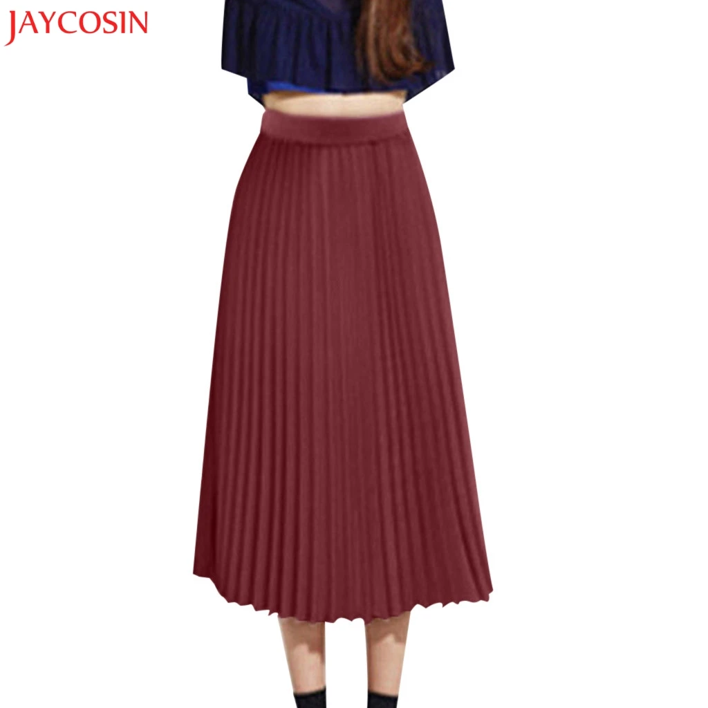 Женская плиссированная юбка JAYCOSIN S XL однотонная элегантная шифоновая миди с