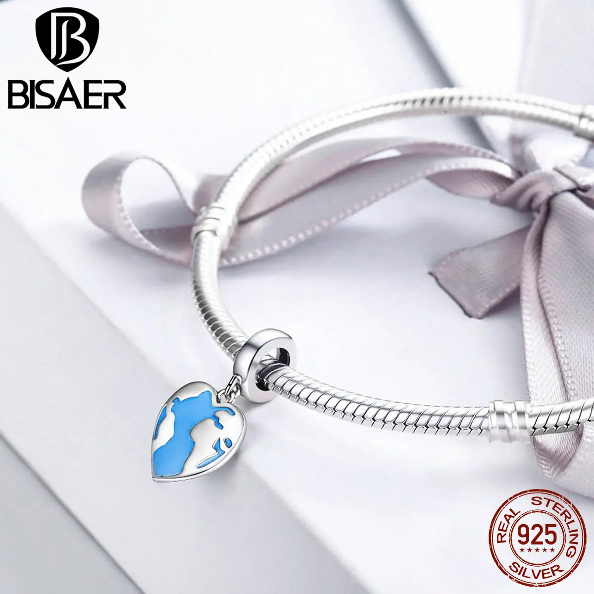 BISAER, 925 пробы, серебряный, Дорожная карта мечты в сердце, Висячие Подвески, подходят для PAN, браслеты и ожерелья, оригинальные ювелирные изделия GXC351