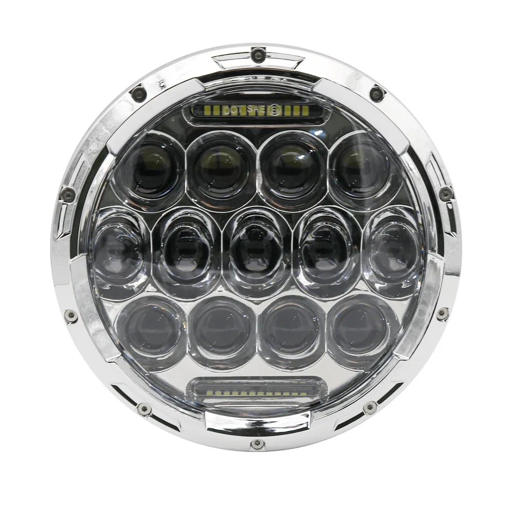 75W Chrome DRL Light Горячие Новые 7 дюймов круглый мотоцикла светодиодный фар Hi/короче спереди и длиннее сзади) луч DRL Белый Halo Ангельские глазки H4 мотоцикл задний фонарь светодиодный для Harley Chopper - Цвет: 75W Chrome DRL Light