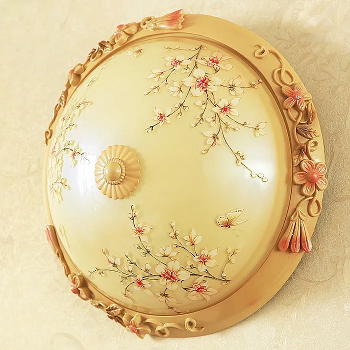 Американский Круглый стеклянный абажур для сада ручная роспись потолочный