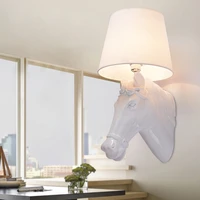 european style 7w led wall fixture light e27 bulb lamp horse shape poy resin knited mesh lampshade living room warm white