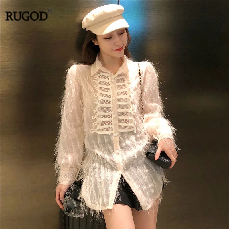 RUGOD Vintage Fashion Women Shirts Long Sleeve Solid Tassel Blouse 2018 Winter New Tops free camisa feminina | Женская одежда