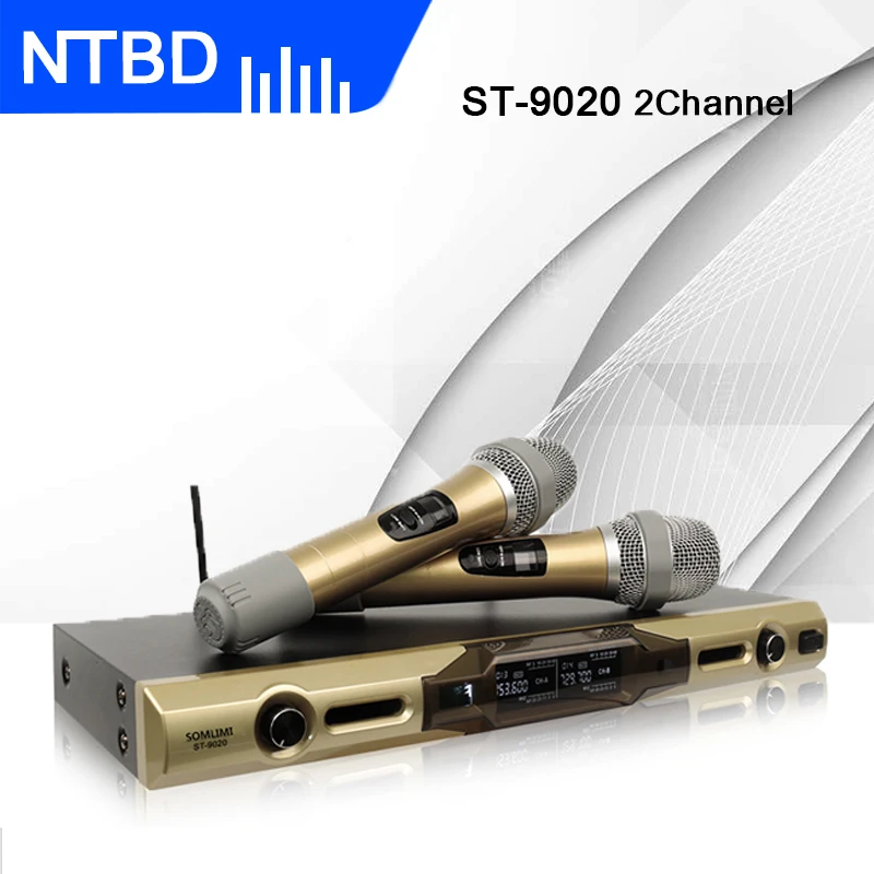 NTBD большой диапазон караоке хип-хоп ST-9020 UHF профессиональный двойной беспроводной микрофон системы 2 канала 2 ручной высокое качество