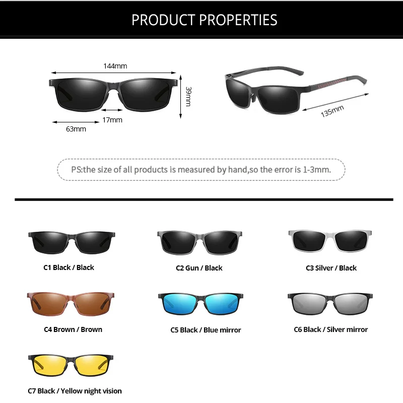 Мужские солнцезащитные очки COASION поляризационные из алюминиево магниевого