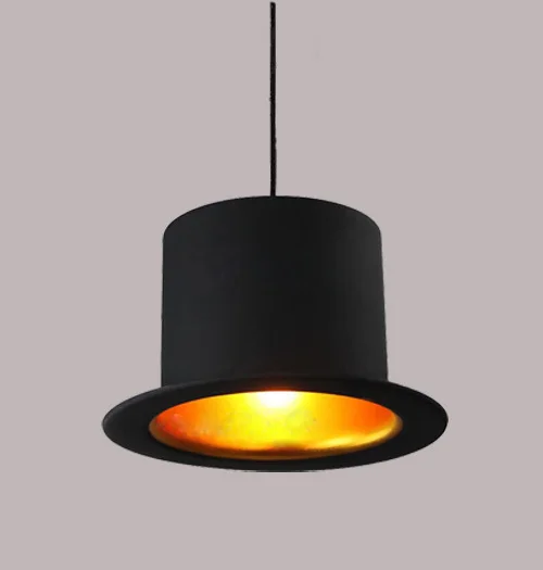 

European-style Antique British Gentleman Hat black Alluvial Gold Droplight Ceiling Lamp Hanging Lamp Restaurant Balcony Gallery