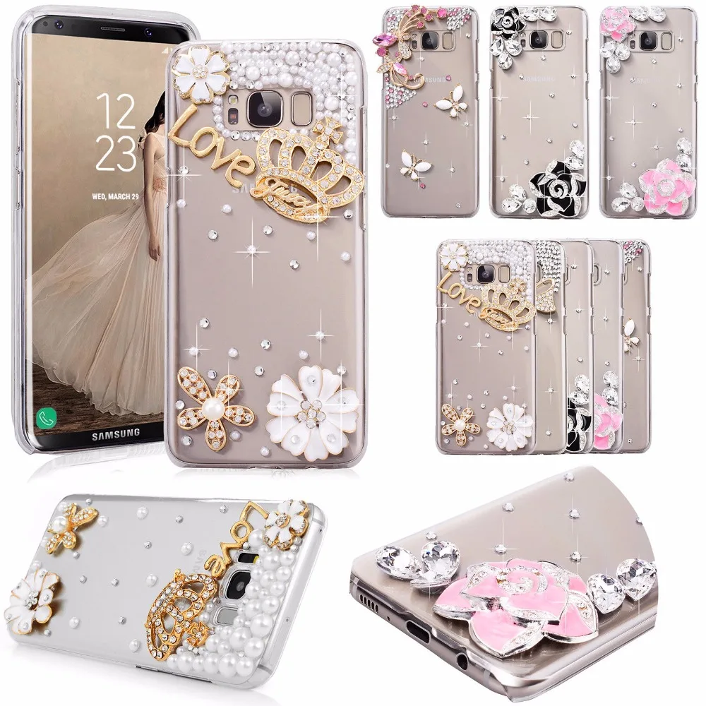 

Fashion Glitter Bling Crystal Diamond Flower Phone Case Cover For Samsung GalaxyS8 S9 S10 S20 S21 S22 Plus Note 20 10 8 9 Plus