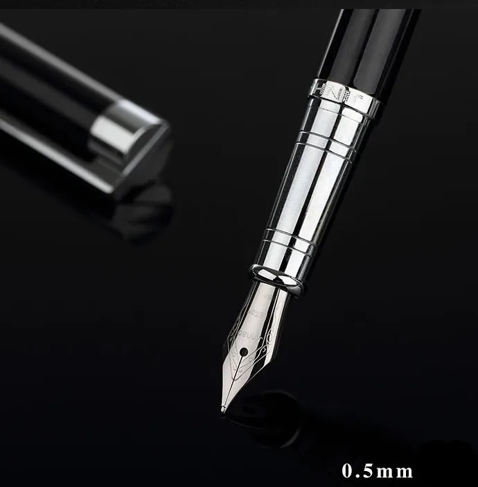 Jinhao классическая черная и серебряная авторучка с 0,5 мм перо из иридия лучший Деловой Подарок ручка металлические чернильные ручки поршневой конвертор