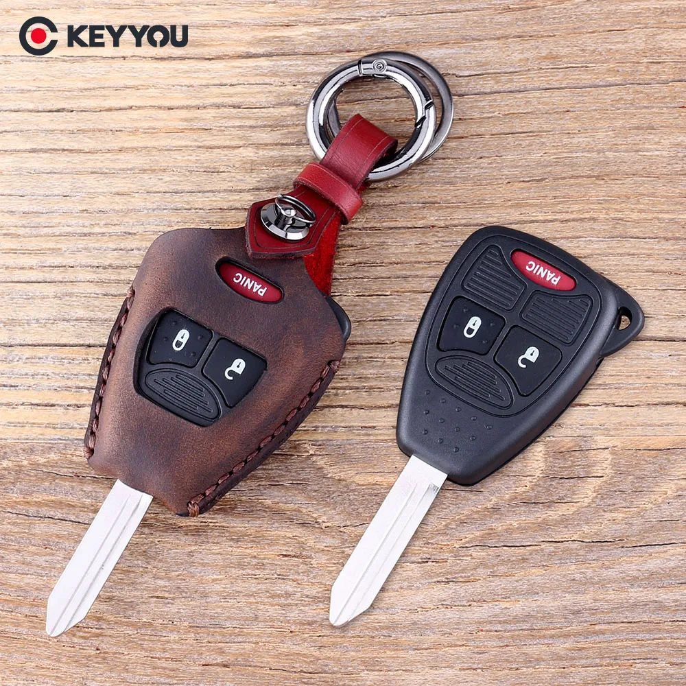 KEYYOU 3 кнопки кожаный чехол для ключа автомобиля Chrysler Jeep Dodge Ram 1500 Калибр Nitro 2500 3500