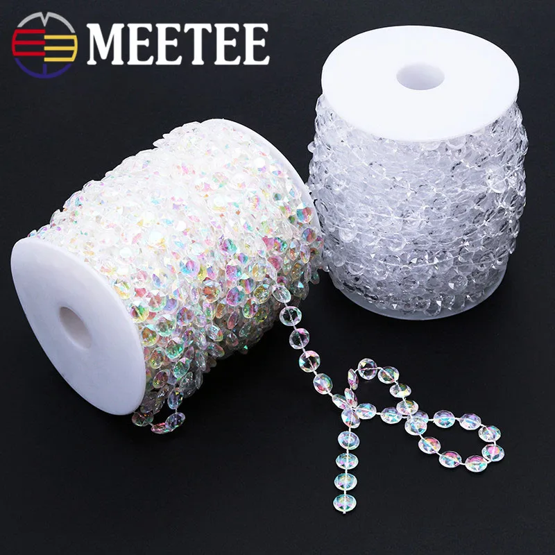 Meetee 5Meters Acrylic Crystal Bead Lace Trims Colourful Family Decoration DIY Curtain Pendant Accessories ZK572 | Дом и сад