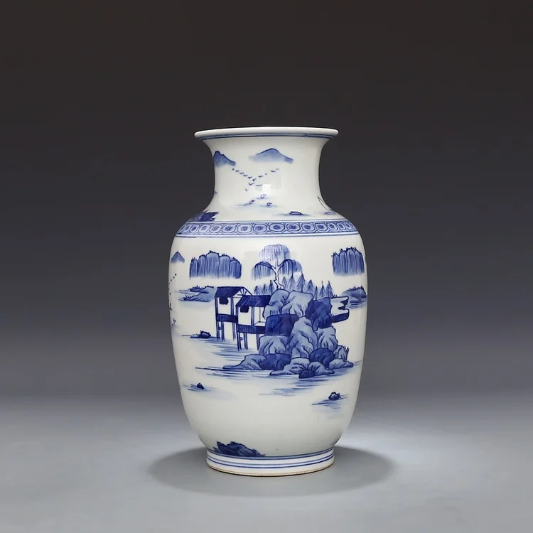 Художественная сине-белая ваза Qing Kangxi антикварная фарфоровая коллекция из