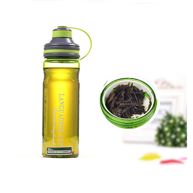 Пуэр Чай + Пластик Спорт Бутылку Воды С Фильтром Палец Сцепление Знаки