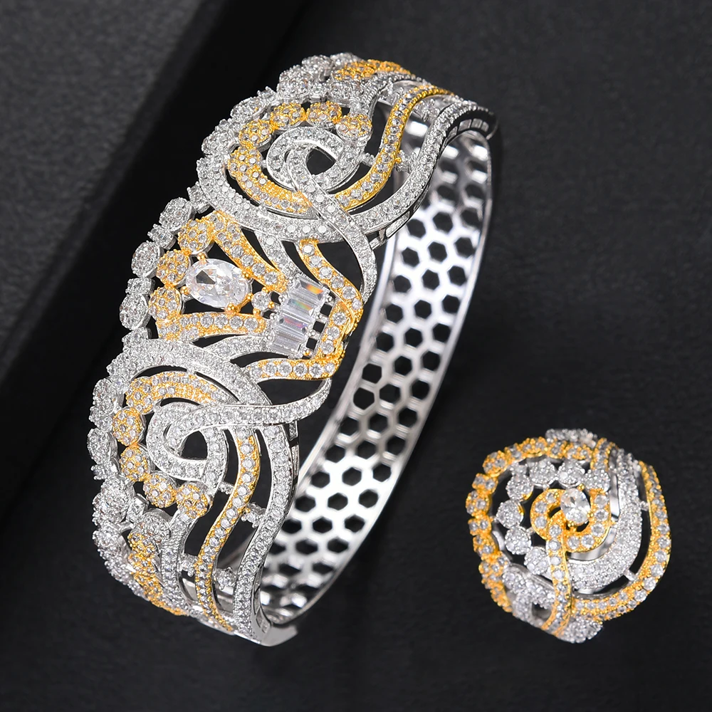 

SisCathy 4PCS New Statement Big Jewelry sets For Women Luxury Cubic Zircon CZ African Dubai Wedding Bridal Jewelry Sets