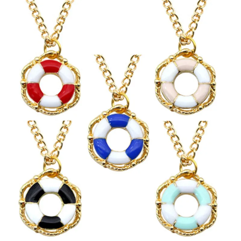 

Europe and the United States hot creative navy style two-color drip swim necklace fashion hollow pendant ornaments