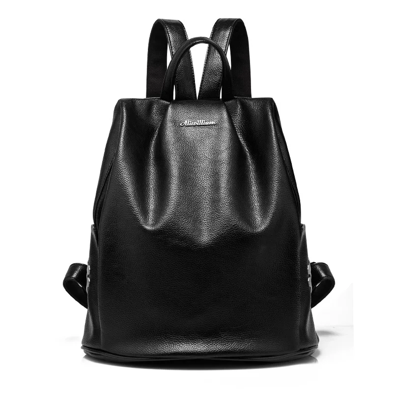 2018 Famous brand designer anti-theft backpack solid color shoulder bag female leather college style travel | Багаж и сумки