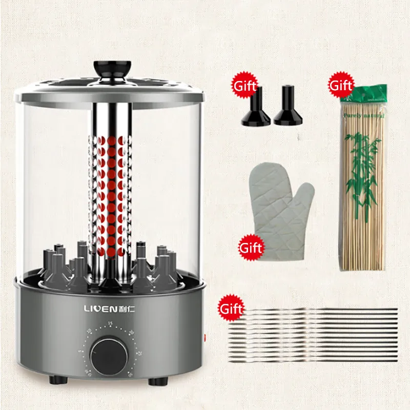 

Электрическая духовка для кебаба 220 В, домашняя Автоматическая вращающаяся Бездымная шпажка для барбекю из баранины