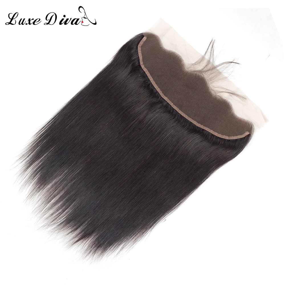 LUXE DIVA бразильские кружева Фронтальная застежка 13x4 прямые человеческие волосы