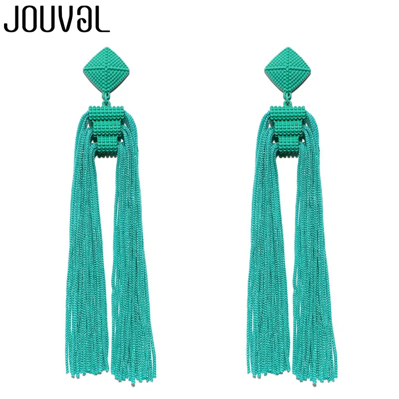 E1323-7 JOUVAL, ручной работы, длинные бусы с кисточкой, серьги для женщин, трендовые Висячие Серьги Brincos, серьги с бахромой, ювелирные изделия в стиле бохо - Окраска металла: E1323-7