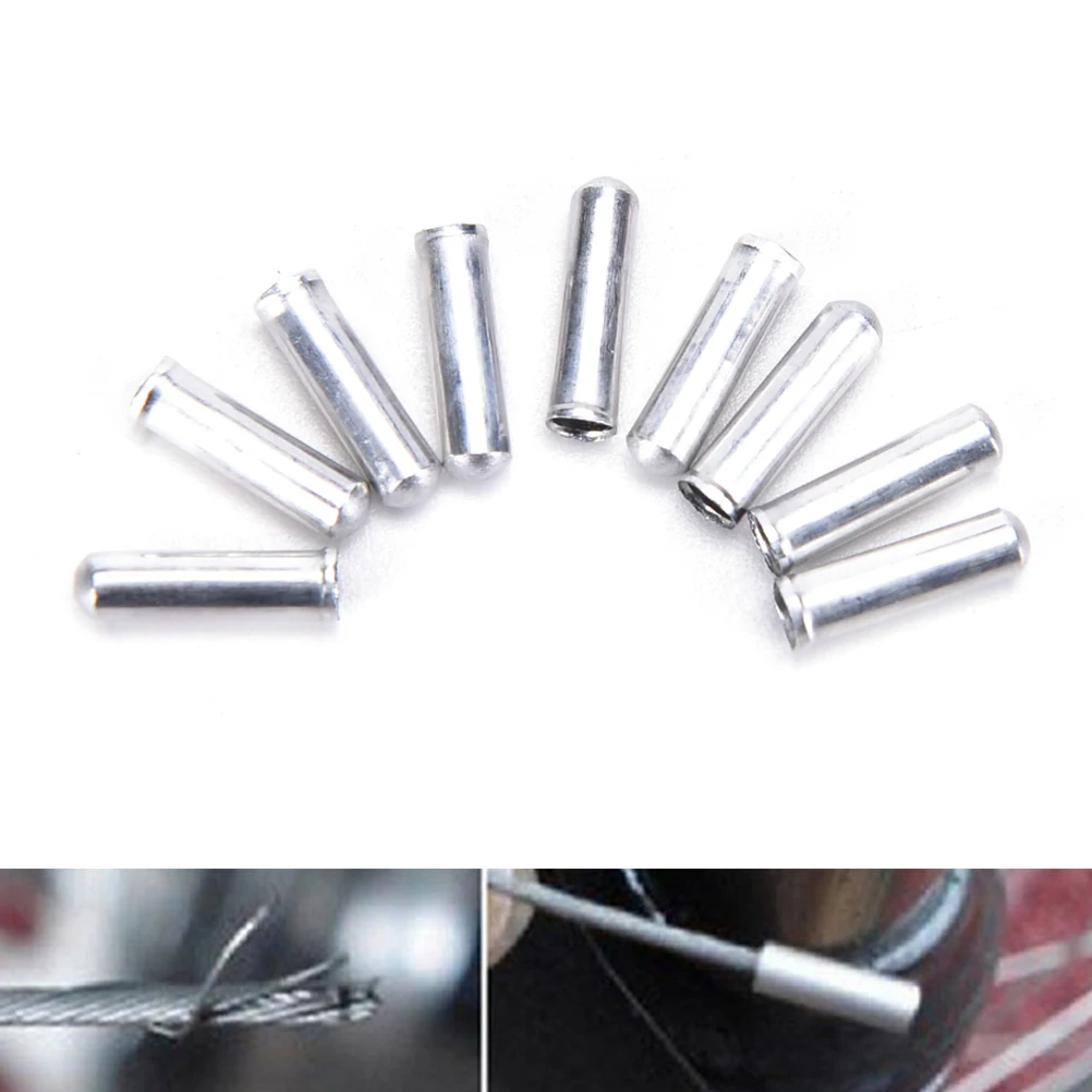 

High Quality 100x BicycleTips Shifter Caps End Crimp Silver Bike Brake Cable