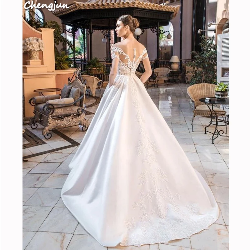 Онлайн-магазин Китай 2019 A Line простой сатин свадебное платье невесты | Свадьбы и