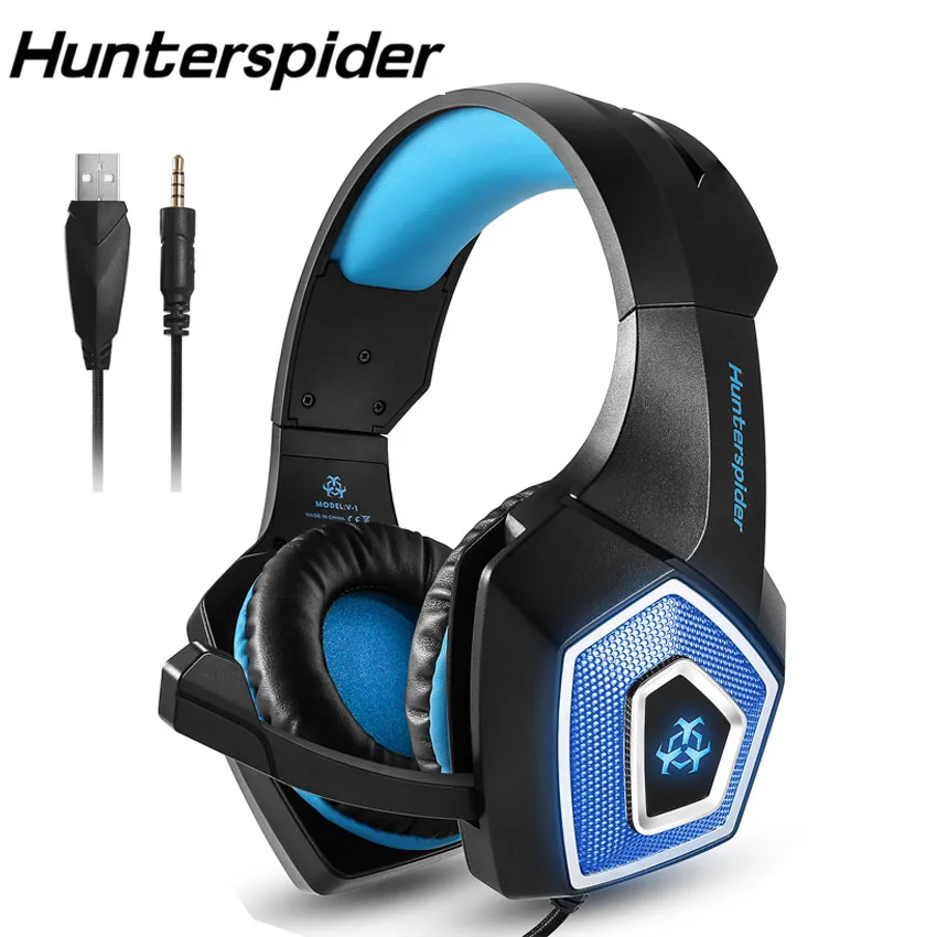 Hunterspider V1 шлем Игровые наушники стерео PS4 для геймеров повязка PC Проводной USB