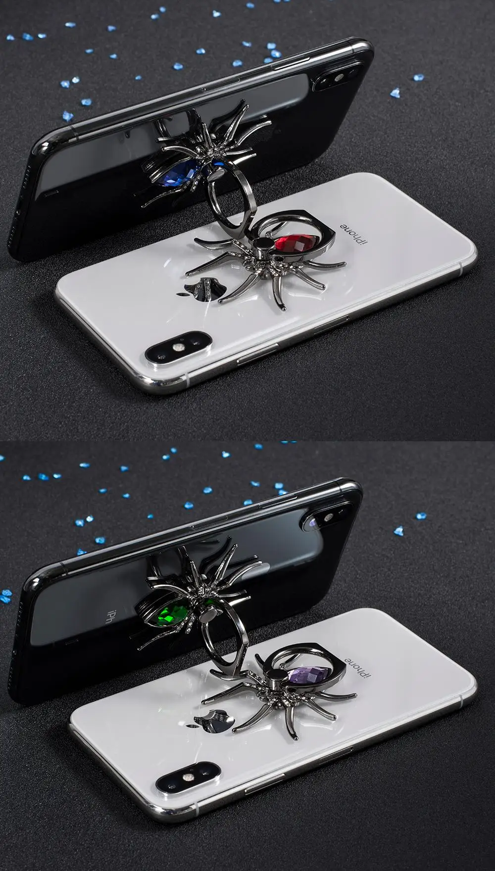KEYSION Универсальный Роскошный металлический паук Bling Finger Ring Holder вращающийся на 360 Телефон Стент Алмазный держатель для мобильного телефона Подставка для пальца