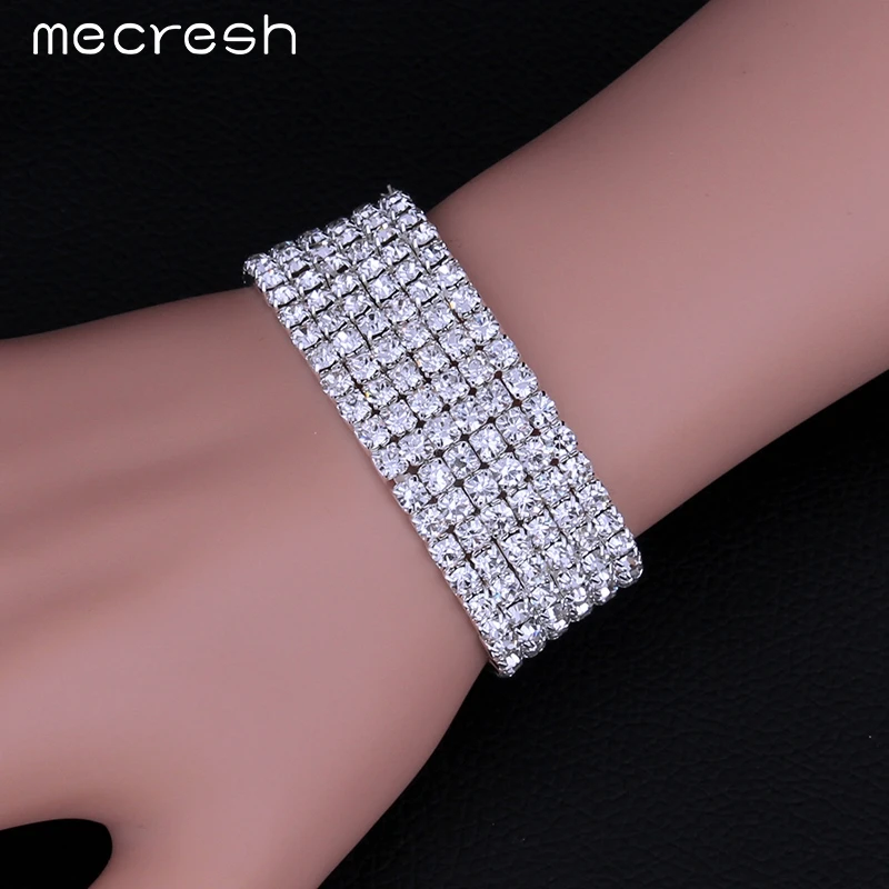Mecresh классические шестирядные хрустальные бусины эластичный Свадебный браслет