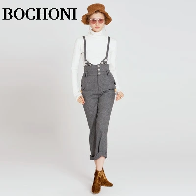 2018 Bochoni Новый Высокая талия тонкая замшевые брюки саржа шерсть повседневные