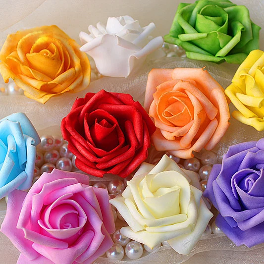 

7 Cm Diameter Artificial flowers Foam Roses For Home And Wedding Decoration Flower Heads Kissing Balls For Weddings Multi Color