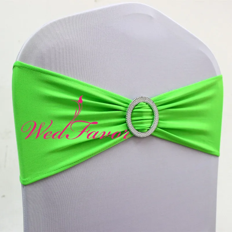 Apple Green 50 шт., спандекс, лайкра, свадебные чехлы на стулья, эластичные банкетные галстуки на стулья с круглой пряжкой для гостиничного мероприятия - Цвет: Apple Green