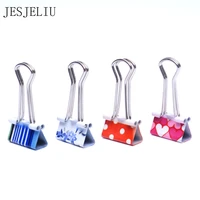 5pcs small size 38mm printed metal binder clips paper clip clamp office school binding supplies color random