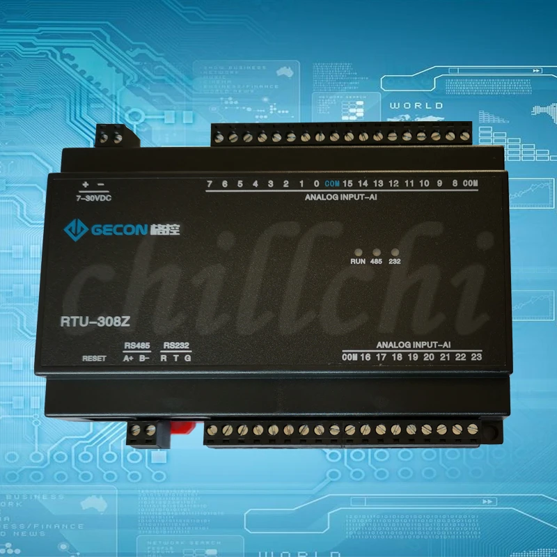 24 канала AI аналоговый 0 20 мА 10 в A DC приобретение Modbus IO модуль RTU протокол RS232
