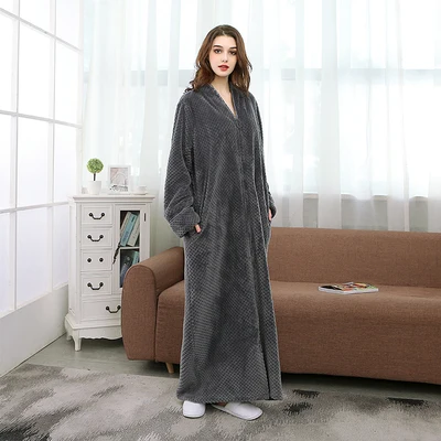 men women in gray Женское платье красное зимнее Фланелевое сексуальное женское платье большого размера с длинным рукавом для беременных Длинное ночное белье халат для мужчин свободная ночная рубашка - Цвет: men women in gray
