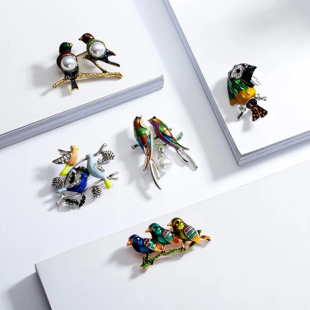Новые эмалированные броши Rinhoo в форме птицы ярких цветов для женщин, детей, на шарф, костюм, прищепка-значок, подвеска ювелирных изделий.