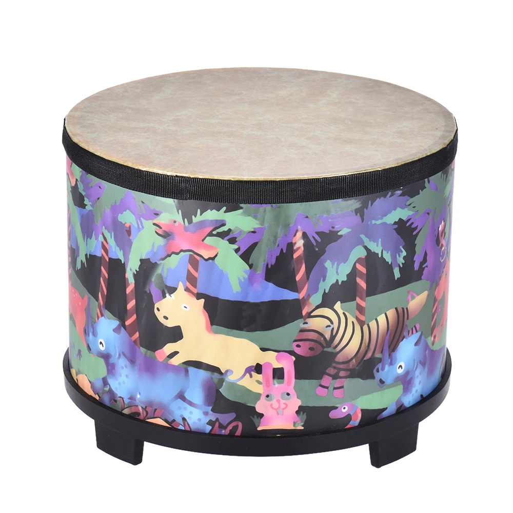 

10 Inch Wooden Floor Drum Wood Drum Percussion Musical Instrument with 2 Mallets for Kids Children Gift