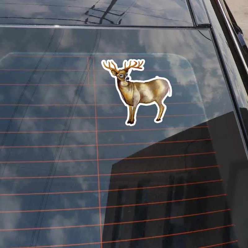 

YJZT 13.8CM*13CM Animal Delicate Watercolor Deer Decoration Decal PVC Car Sticker 5-0619