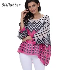 BHflutter новый стиль 2018 женские блузки размера плюс летучая мышь цветочный принт летние топы тройники Женская Повседневная шифоновая блузка рубашка Blusas