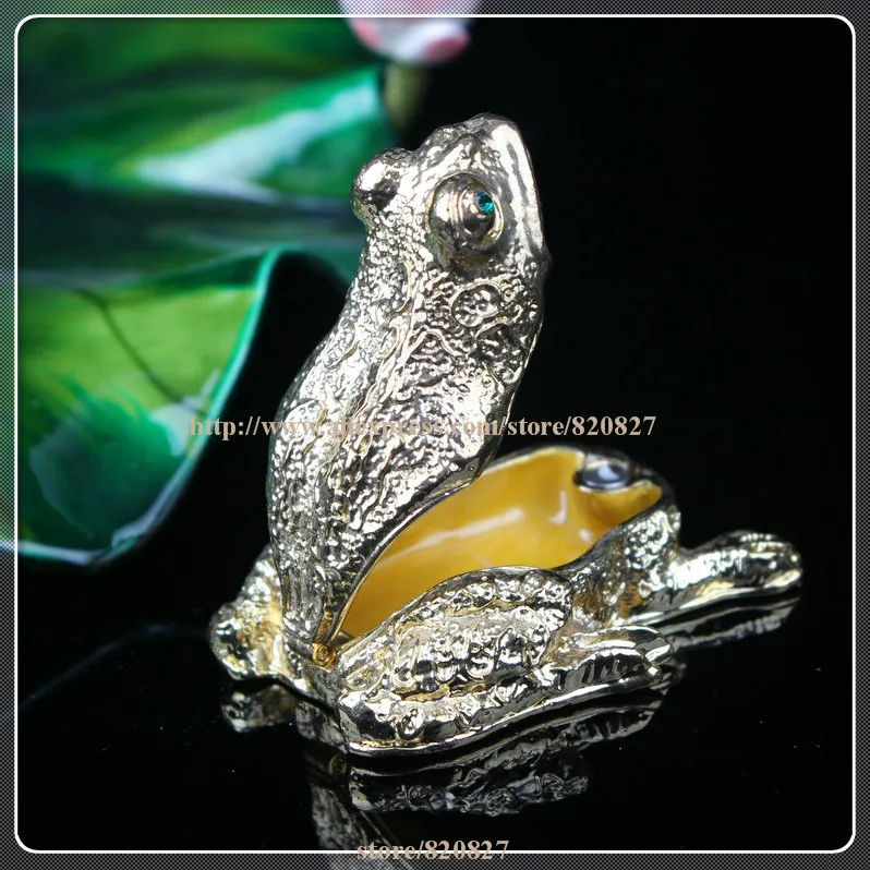 Металлическая Хрустальная шкатулка лягушка для ювелирных изделий подарочная с