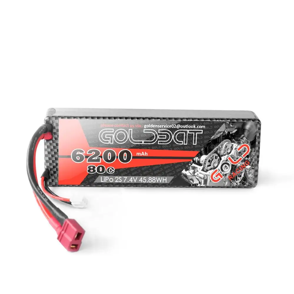 GOLDBAT 2S RC батарея Lipo Drone Lipo батарея 7,4 V 80C 6200mAh упаковка с Deans Разъем для RC автомобиль грузовик вертолет БПЛА FPV гоночный - Цвет: Deans Plug