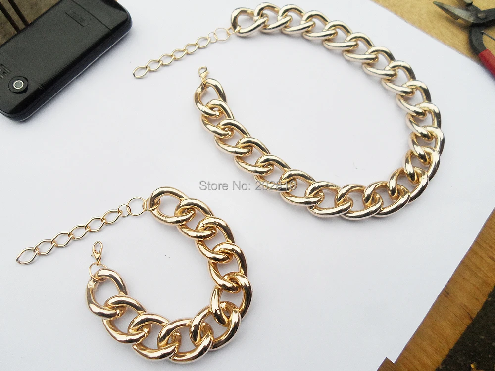 2019 new fashion gold-color big &amp chunky bracelet necklace jewelry sets for party good quanlity chain | Украшения и аксессуары