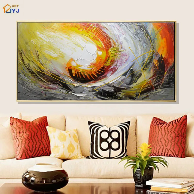 

Warm Color Palette Knife Hand Painted Modern Abstract Oil Painting Canvas Wall Art Picture nordic poster Home Decor unframed