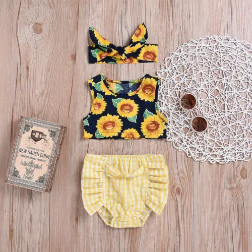 Новейшая одежда для маленьких девочек из 3 предметов рубашка без рукавов с