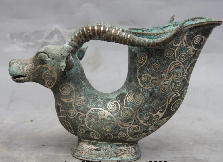 Китай Бронза Позолоченного Серебра Овцы Козы Бокал Бутылка Кубок Стакан Вина Cup