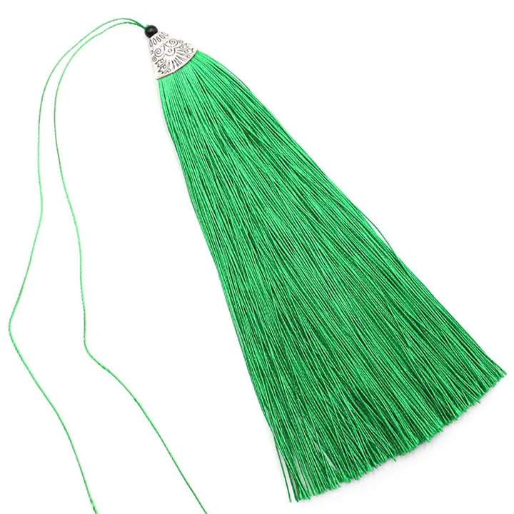 Green Tassels 5 шт. металлический колпачок с длинной бахромой Кулон DIY Материал вечерние кисточки отделка Одежда, Шторы Декор шелковые кисточки ленты аксессуары - Цвет: Green Tassels