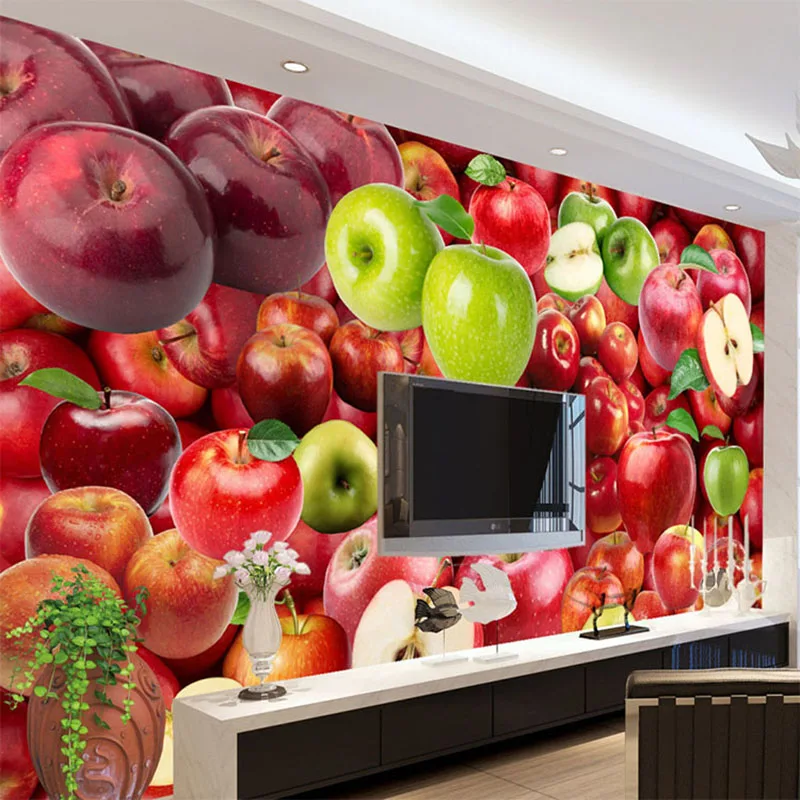 

3D Wallpaper Fresh Fruit Apple Backdrop Wall Mural Kitchen Restaurant Latest Modern Creative Decor Wallpaper Papel De Parede 3D