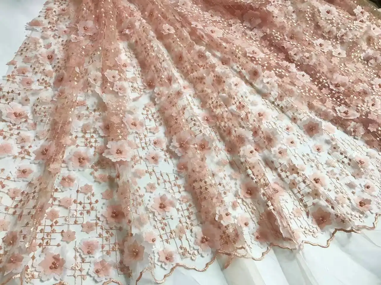 Soft Mesh Bridal Net Lace FABRIC Nice Nigerian Fabrics High-End Embroidered Beaded J1068 | Дом и сад
