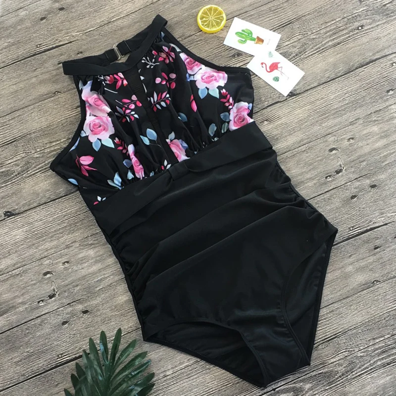 2019 сексуальный цельный купальник размер плюс фатин женский с принтом высокой