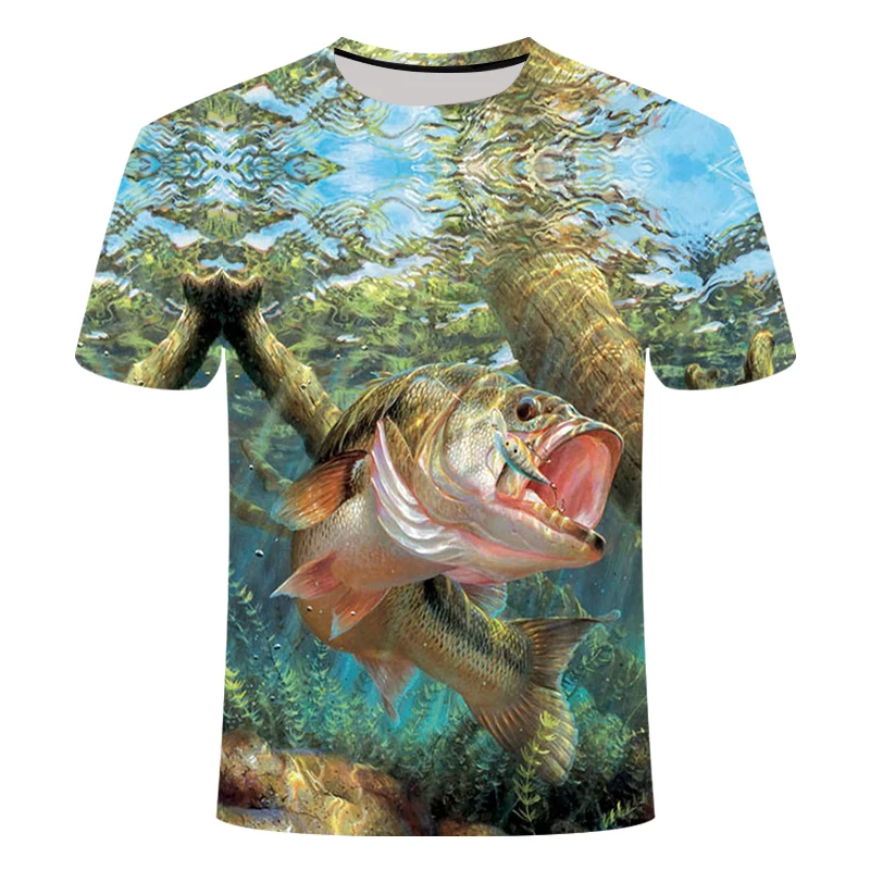 

2019 new fishing t shirt style casual Digital fish 3D Print t-shirt Men Women tshirt Summer Short Sleeve O-neck Tops&Tees s-6xl