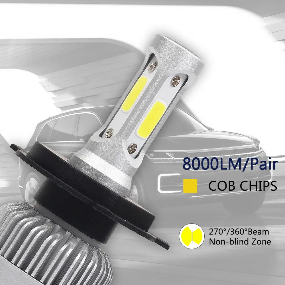 1 Set Super Bright H8 H9 H11 2-SIDE COB Chips S2 LED Headlight 360 Degree Lighting Beam Front Lamps Bulb 72W 8000LM 6K White | Автомобили