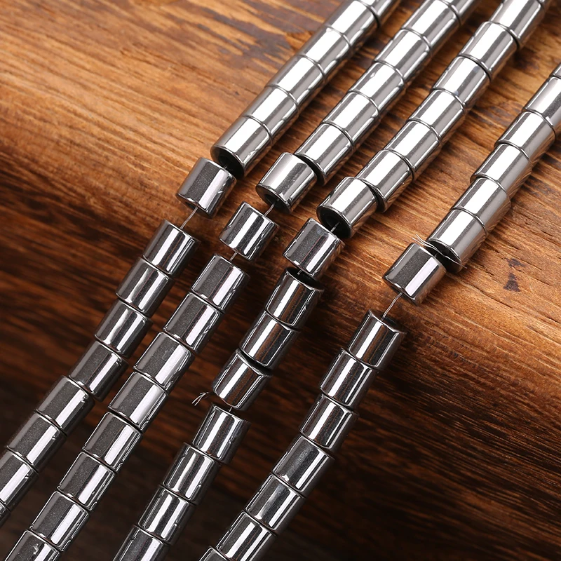 Ожерелье из натурального камня серебристого гематита 4-6 мм | Украшения и