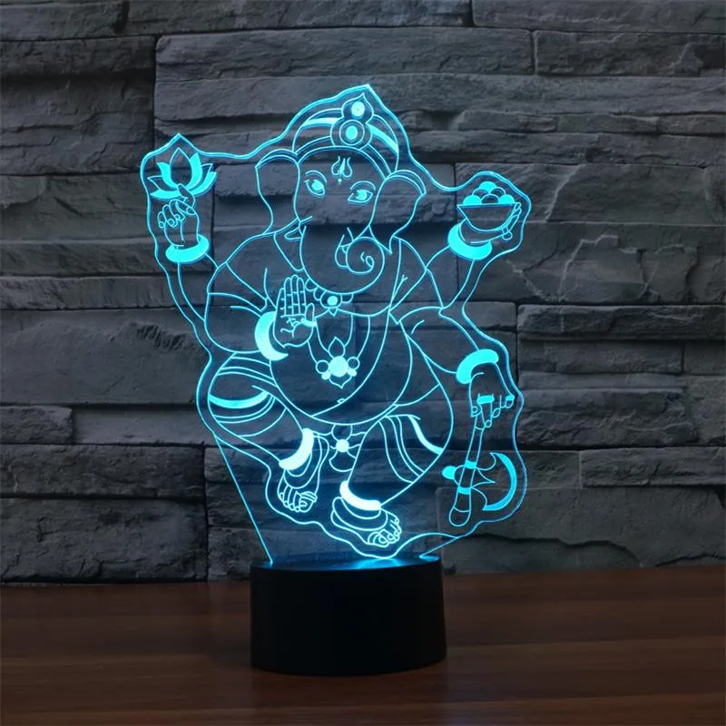

Ganesh LED RGB Touch Table Lamp for Friends's Decor Gift Atmosphere 3D Night Light Lampara 7 Colors Touch Lamp Drop Shipping